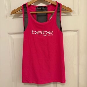 EUC Bebe Sport Bright Pink Mesh Racerback Tank Top